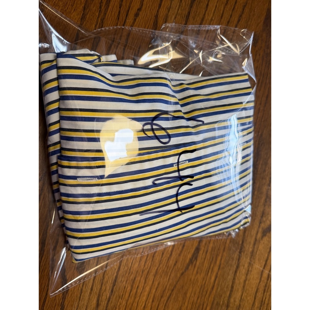 Ralph Lauren Classic Fit Mens 16 L Striped Button Down Shirt Yellow Navy Blue - Picture 6 of 6